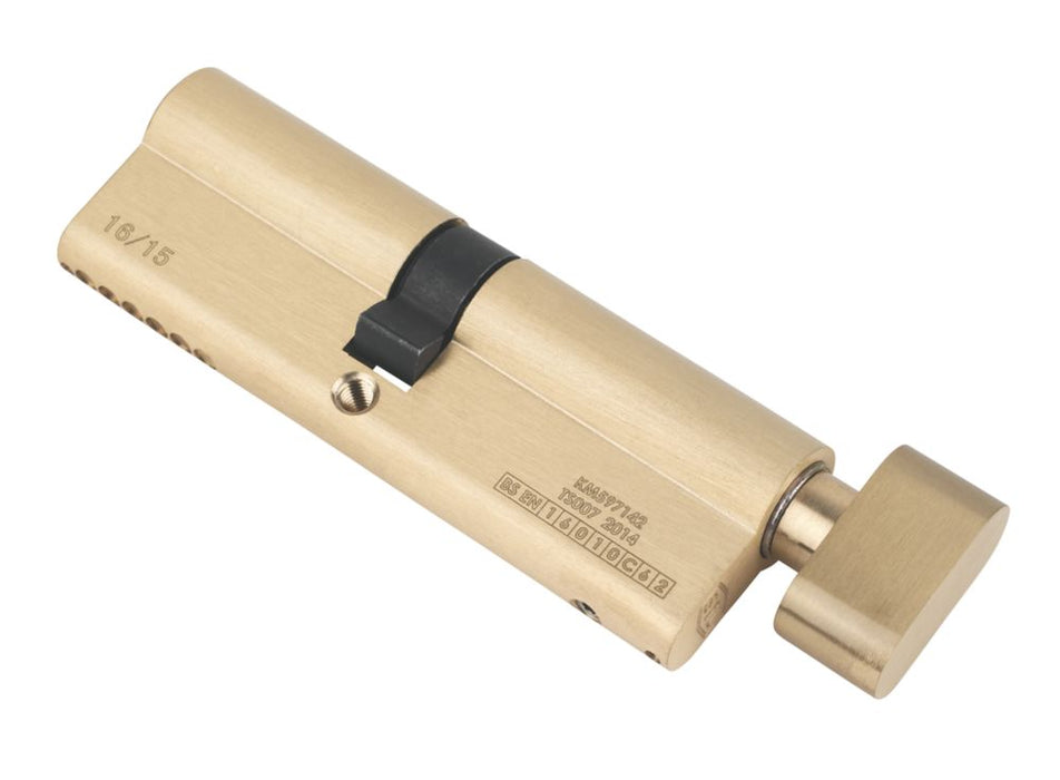 Yale Polished Brass Thumb Turn Euro Cylinder Lock – 50/45mm (95mm) – 3 Keys, Brass Construction