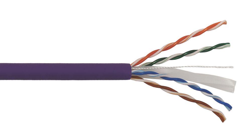 Time - Cable Ethernet sin apantallar Cat 6 LSZH, morado, 4 pares y 8 conductores, caja de 305 m