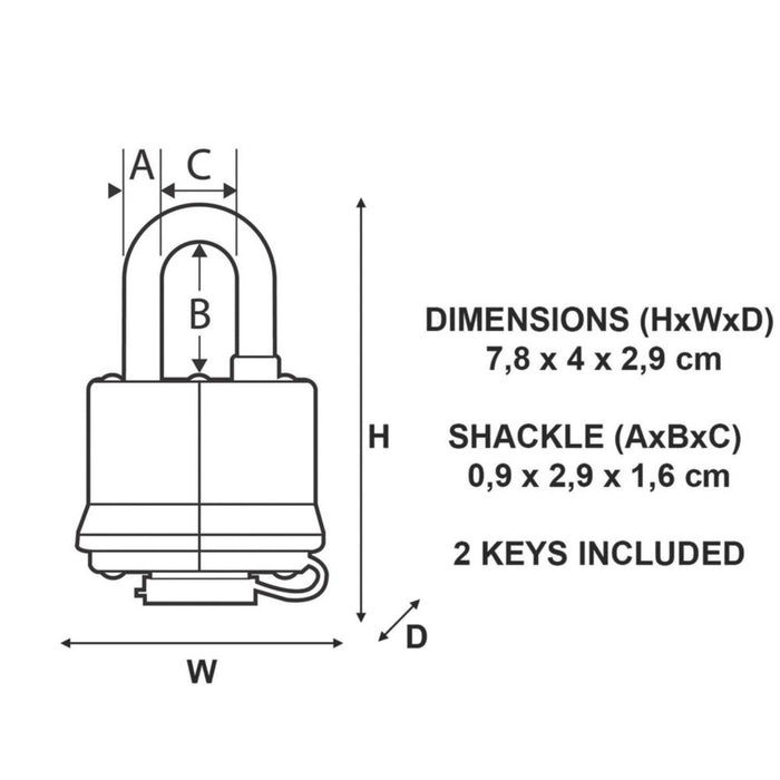 Master Lock 7804EURD - Candado de acero laminado resistente a la intemperie de 40 mm