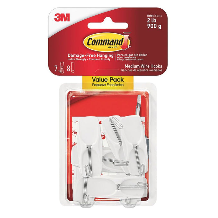Command White Self-Adhesive Medium Wire Hooks 7 Pack