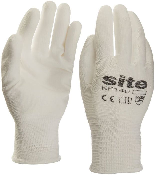 Site 140 PU Palm Dip Gloves White Large
