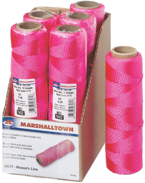 Thread Mason Line Marshalltown Braided Nylon Hi-Vis Masons Line Pink 76m — Screwfix EU