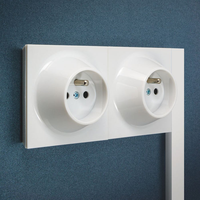 Fontini Neo Evo 16A 2-Gang Surface Double 2P+E Flush-Mounted Socket With Earth Pin With Frame White