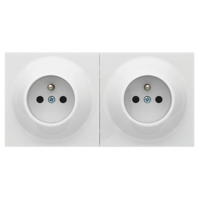 Fontini Neo Evo 16A 2-Gang Surface Double 2P+E Flush-Mounted Socket With Earth Pin With Frame White