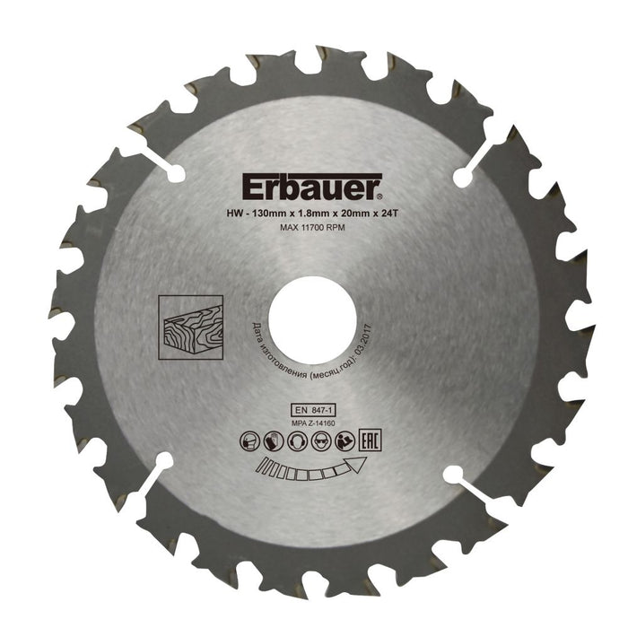 Erbauer, hoja de sierra circular para madera de 130 x 20 mm 24T