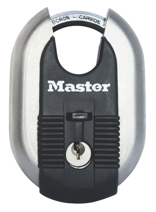 Master Lock Excell, candado de disco de grillete cerrado de acero inoxidable resistente a la intemperie de 60 mm