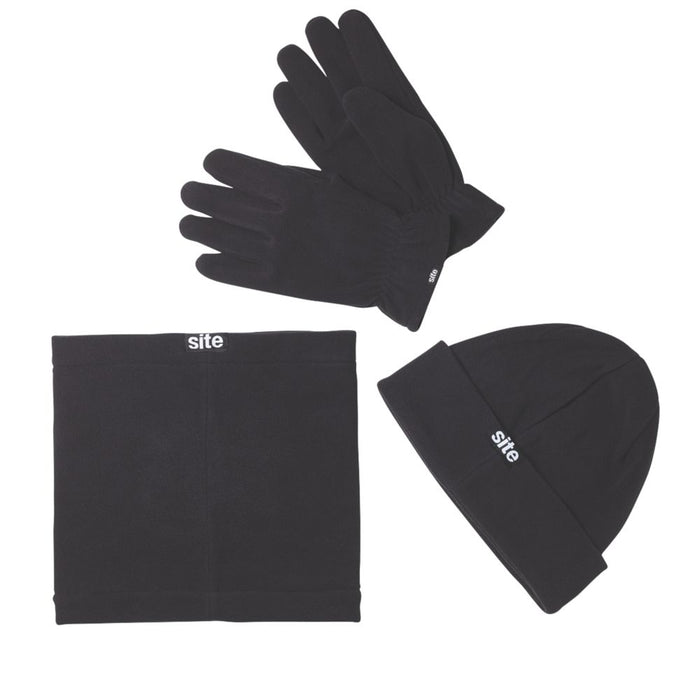 Site, pack de accesorios de tejido polar, negro, 3 piezas