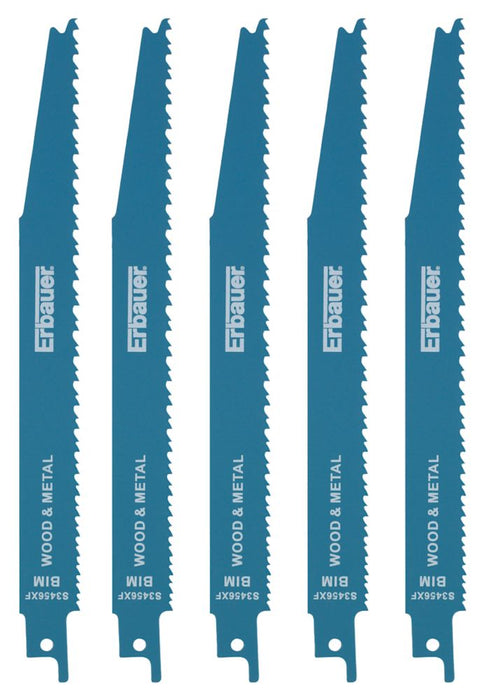Erbauer Demolition S3456XF Multi-Material Reciprocating Saw Blades 200mm 5 Pack
