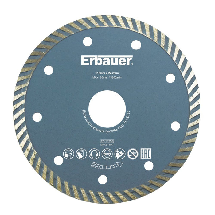 Erbauer, hoja turbo de diamante para mampostería de 115 x 22,2 mm