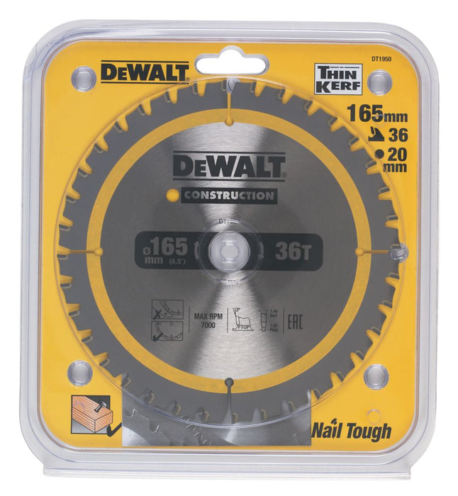 DeWalt, hoja de sierra circular para aluminio de 165 x 20 mm 36T