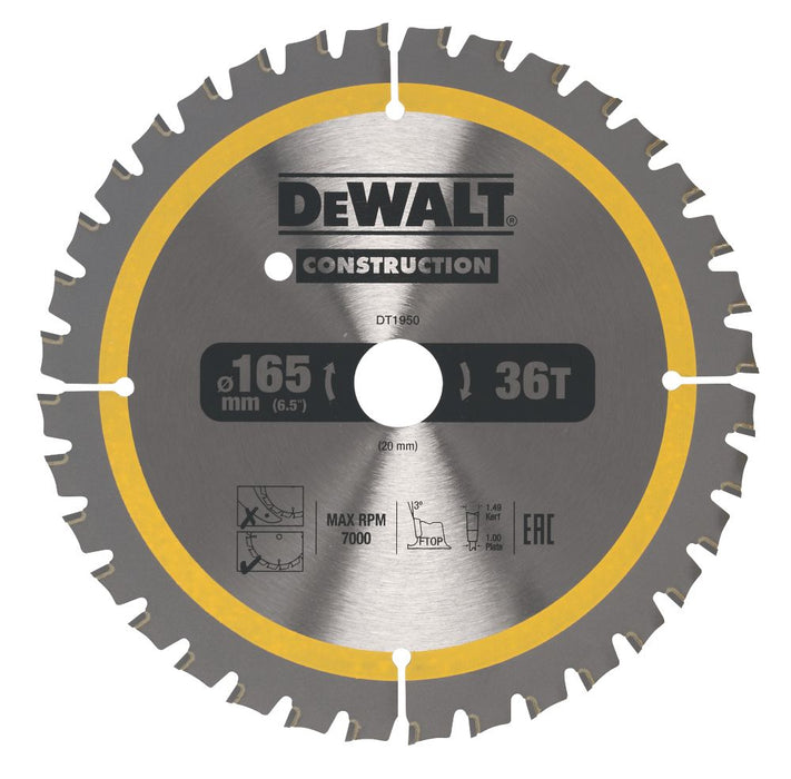 DeWalt  Aluminium Circular Saw Blade 165 x 20mm 36T