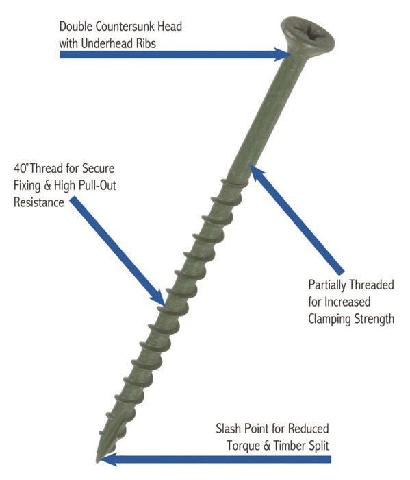 Timbadeck  PZ Double-Countersunk Decking Screws 4.5 x 75mm 100 Pack