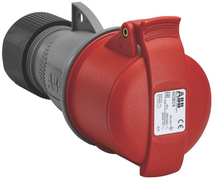 ABB 32A 4P+E Straight Connector 415V — Screwfix EU