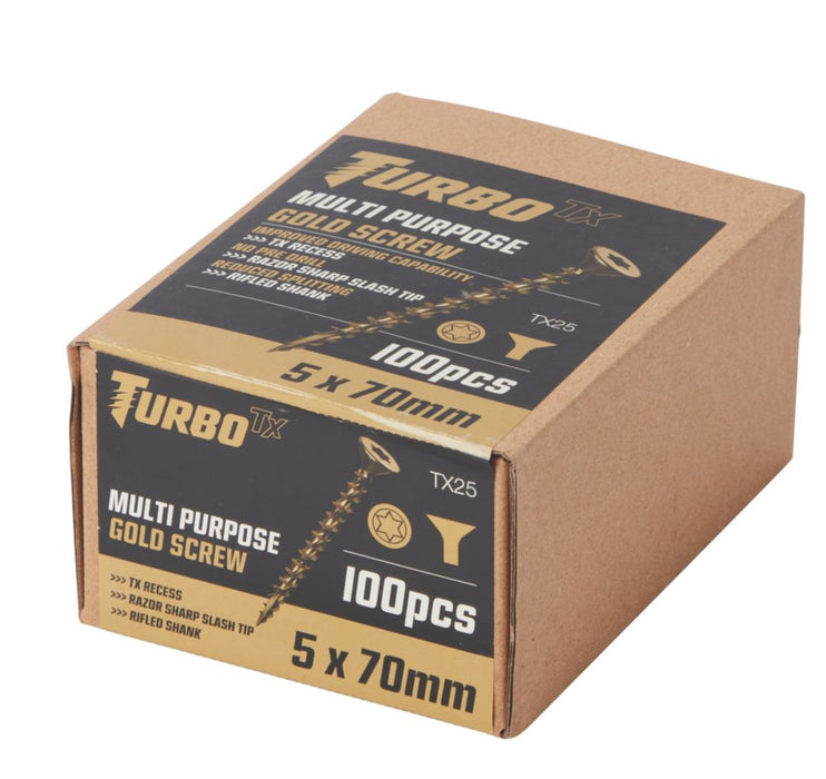 Turbo TX  TX Double-Countersunk Self-Drilling Multipurpose Screws 5mm x 70mm 100 Pack