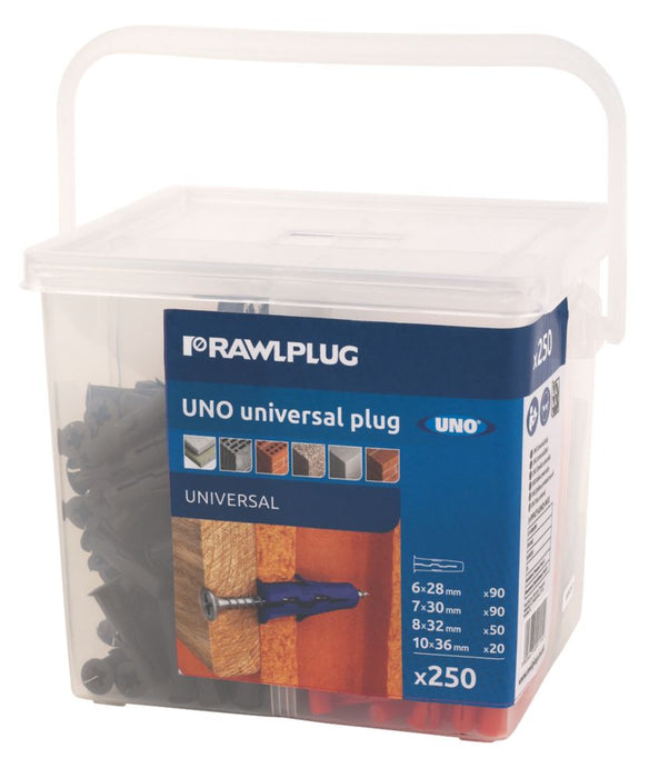Rawlplug Uno Mixed Wall Plugs 250 Pcs