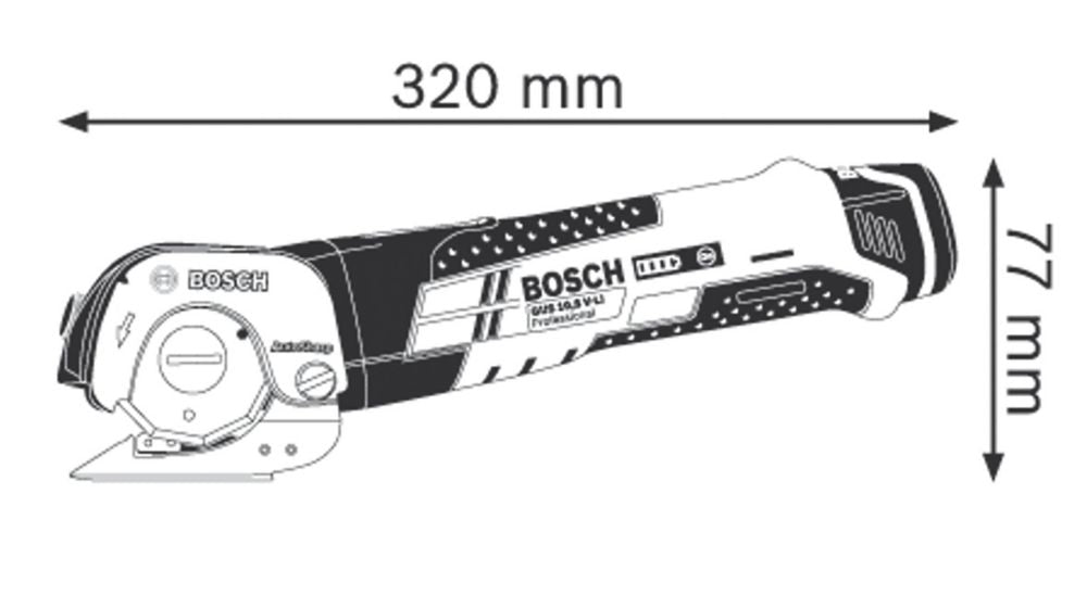 Bezprzewodowa przecinarka uniwersalna Bosch zasilana akumulatorem litowo-jonowym GUS 108 VLIN 12V — samo urządzenie