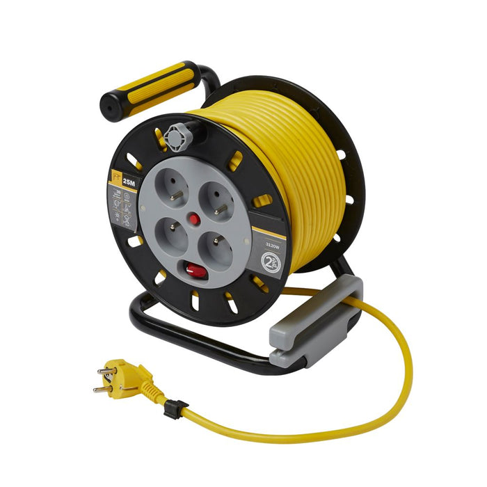 Open 16A 4-Gang 25m  Cable Reel 230V