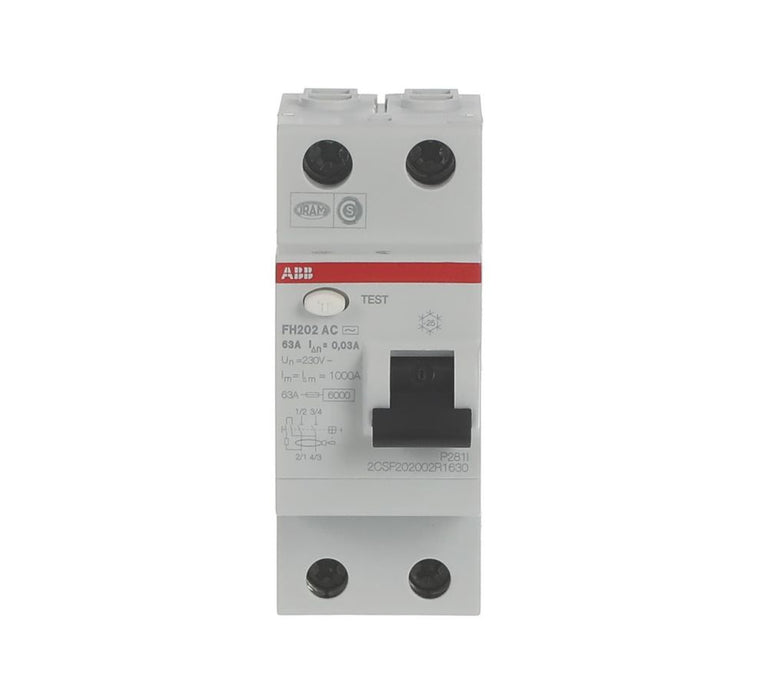 ABB - RCD de 6 piezas, tipo AC, 2 polos, 63 A 30 mA