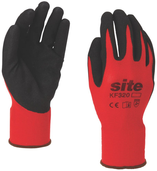 Site 320, guantes con recubrimiento de espuma de nitrilo, rojo/negro, talla S
