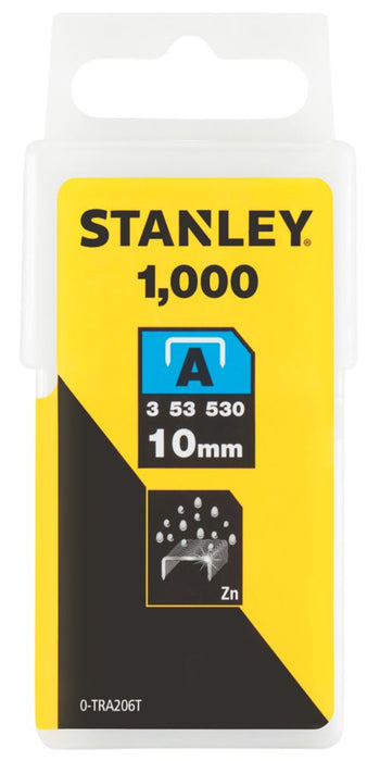 Lot de 1 000 agrafes à usage peu intensif brillantes Stanley 10mm x 10mm