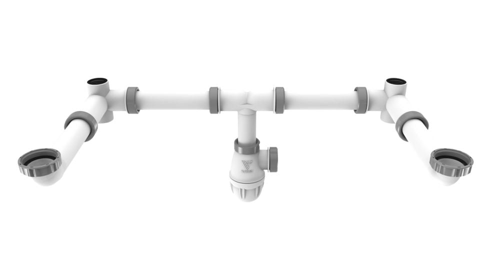 Valentin, tubería de conexión de lavabo doble, blanco, 720 × 310 mm
