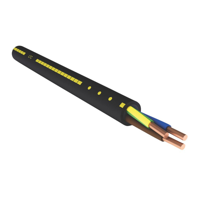 U-1000 R2V Black 3-Core 1.5mmÂ² Rigid Installation Cable 50m Coil