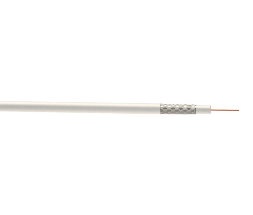 Time - Cable coaxial blanco redondo de 1 conductor RG6, rollo de 50 m