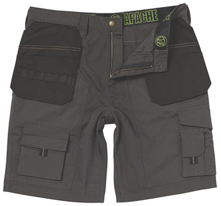 Apache APKHT, pantalón corto de trabajo con bolsillos de pistolera, gris/negro (cintura 30")