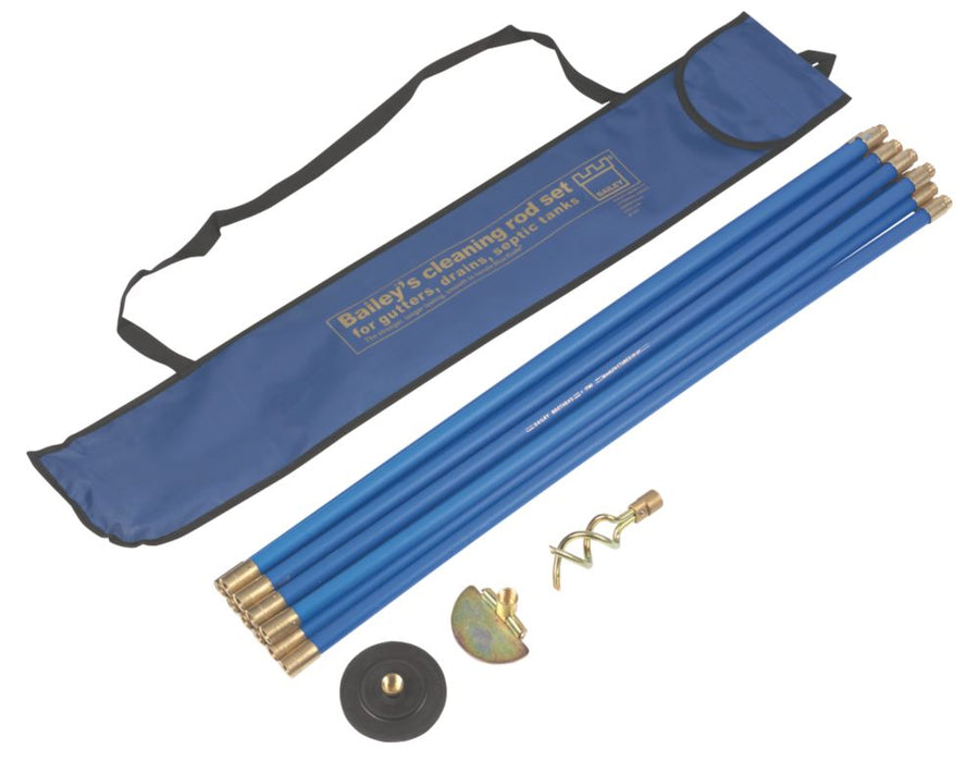 Bailey 19mm Blue Brass Jointed Drain Rod Set  9.14m