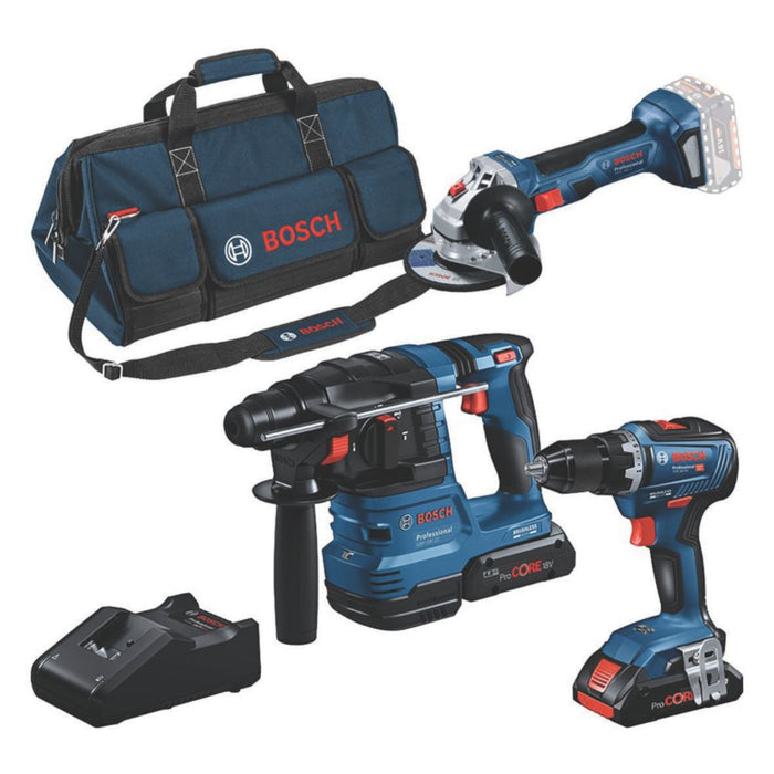 Bosch  18V 2 x 4.0Ah Li-Ion Coolpack Brushless Cordless 3 Piece Kit