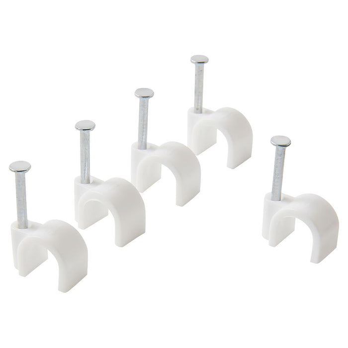 White Round Cable Clips 9mm 100 Pack