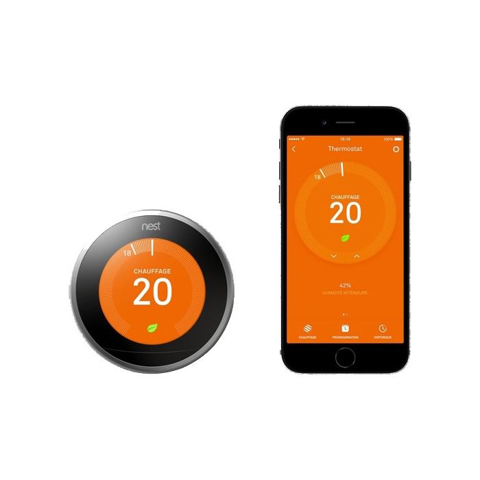 Thermostat intelligent sans fil pour chauffage et chauffe-eau Google Nest 3e génération