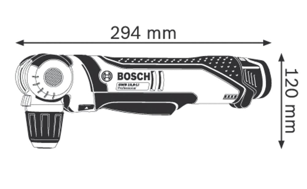 Wiertarko-wkrętarka kątowa bezprzewodowa Bosch GWB108VLIN zasilana akumulatorem litowo-jonowym Airstream 12V — samo urządzenie
