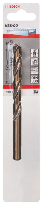 Bosch, broca de HSS con vástago recto y cobalto Twist 2608585862 de 9 x 125 mm