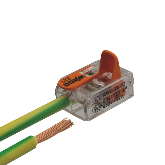 Wago - Conector de palanca 221 Series, 2 vías, 32 A, pack de 100