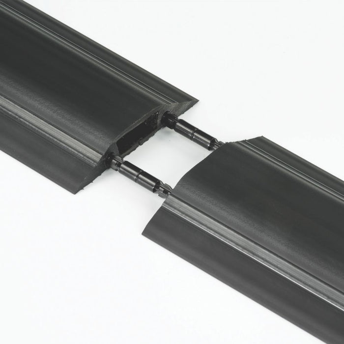 D-Line - Cubrecables de suelo negro de doble canal para aplicaciones intermedias con acción de acoplamiento, 9 m