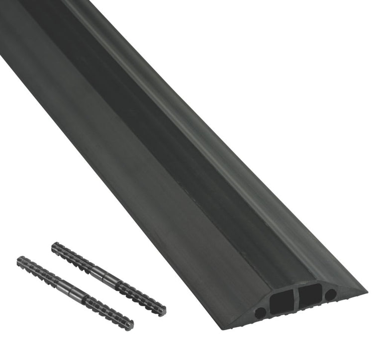 D-Line - Cubrecables de suelo negro de doble canal para aplicaciones intermedias con acción de acoplamiento, 9 m
