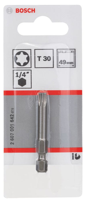 Bosch, puntas para destornillador TX30 con vástago hexagonal de 1/4" de 49 mm, pack de 3