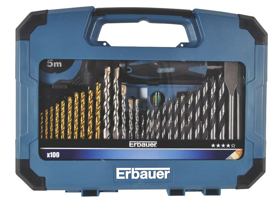 Erbauer, brocas y puntas para destornillador variadas con vástago recto, juego de 100 piezas