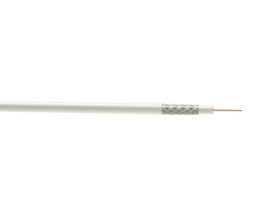 Time - Cable coaxial blanco redondo de 1 conductor RG6, rollo de 25 m