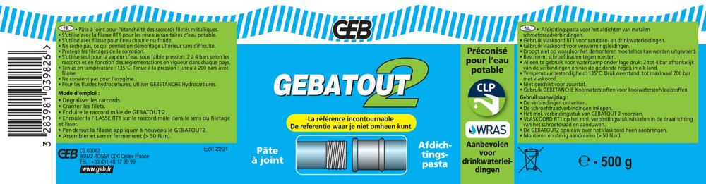 GEB, compuesto de junta Gebatout 2, 500 g