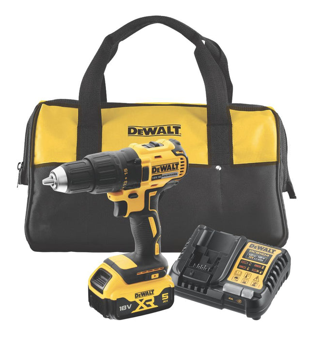 Taladro atornillador inalámbrico compacto sin escobillas DeWalt DCD777P1-QW de 18 V, 1 batería XR de iones de litio de 5,0 Ah