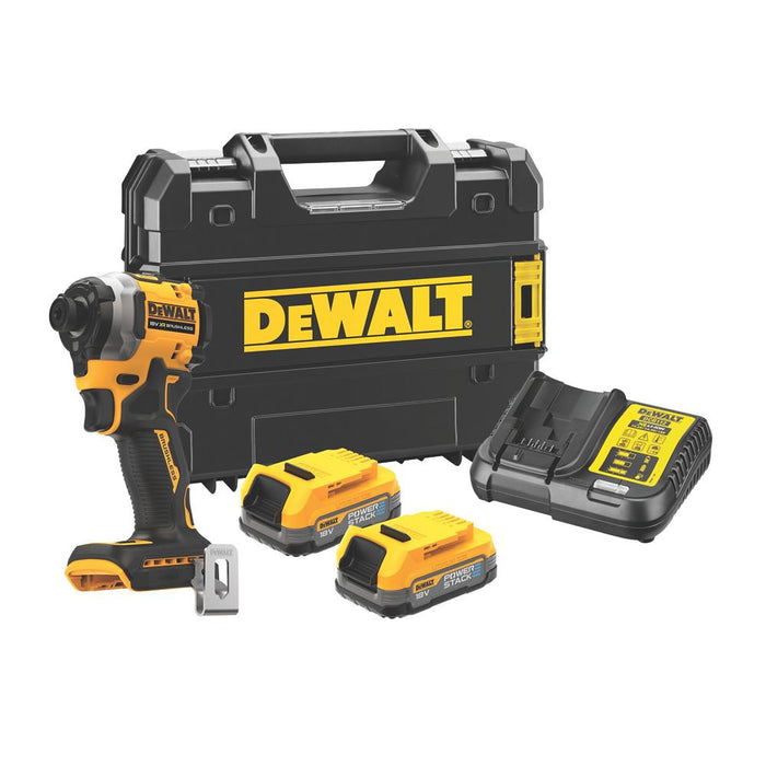 Atornillador de impacto inalámbrico sin escobillas DeWalt DCF850E2T-QW de 18 V con 2 baterías PowerStack de iones de litio de 1,7 Ah