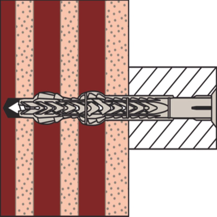 Fijaciones de marco de nylon con tornillo zincado de cabeza avellanada Fisher SXR-L T, 10 mm x 100 mm, pack de 50
