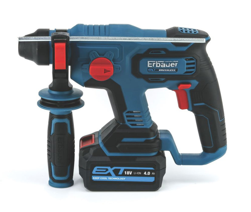 Erbauer ERH18-Li 2.7kg 18V 1 x 4.0Ah Li-Ion EXT Brushless Cordless SDS Plus Hammer Drill