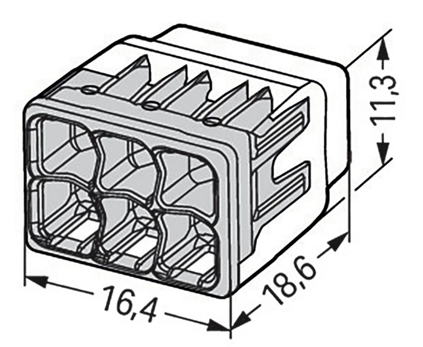 Wago 2773 Series 32A 6-Way Push-Wire Connector 50 Pack