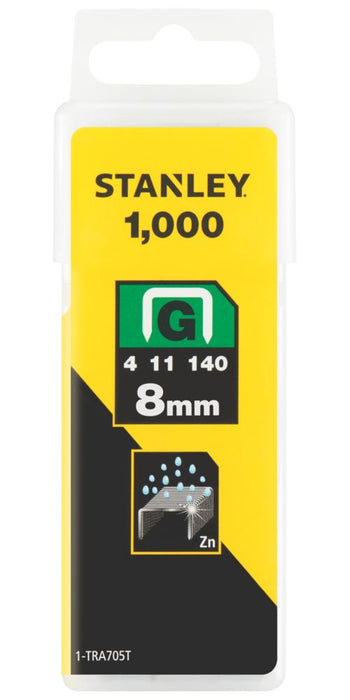 Grapas de alta resistencia zincadas Stanley, 8 x 10 mm, pack de 1000