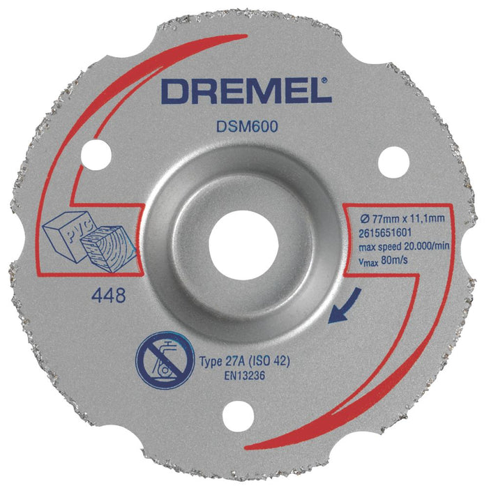 Dremel, rueda de corte de sierra compacta para madera/plástico DSM600 de 3" (77 mm) x 11 x 11,1 mm