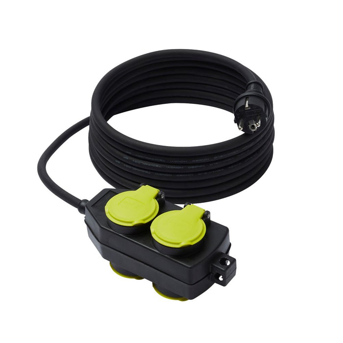 16A 1-Gang Unswitched  Extension Lead Black 5m - Diall