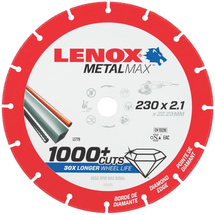 Disque de coupe diamant pour métal Lenox 230 x 22,2mm 